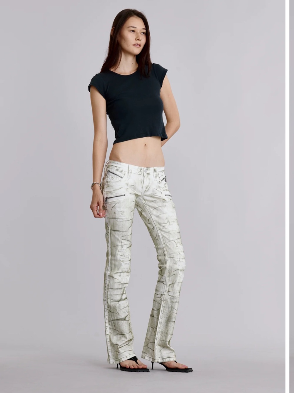 Rock Revival Kamil Super Low-Rise Moto Bootcut Jeans in Riot Frost - Picture 6 of 12